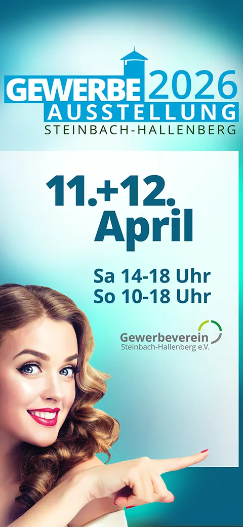 Offizielles Banner der Gewerbeausstellung Steinbach-Hallenberg 2026