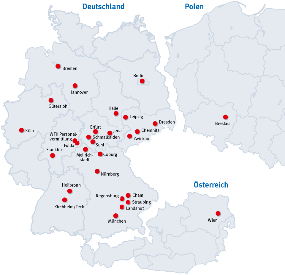 Walter-Fach-Kraft Standorte in Deutschland, Österreich und Polen